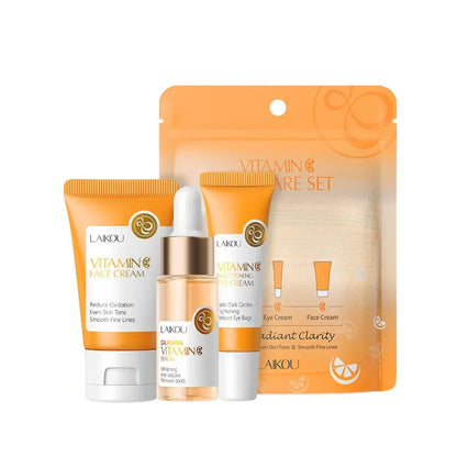 LAIKOU Vitamin C 24K Golden Sakura Skin Care Sets Face Cream Serum Eye Cream Moisturizing Anti Wrinkles Face Care Kit 3pcs/set