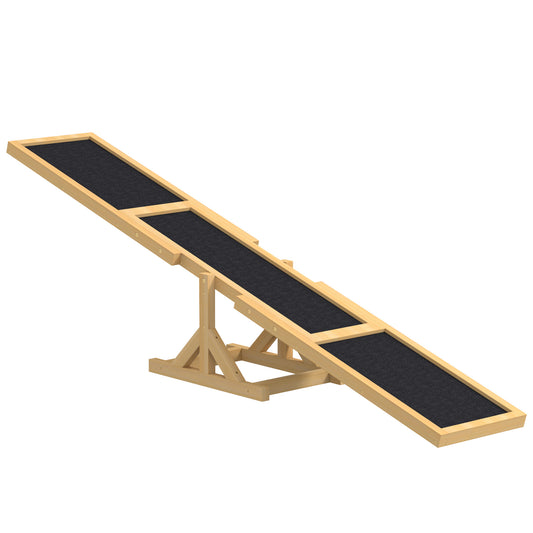 PawHut Wooden Dog Agility Seesaw for Training and Exercise, Platform Equipment Run Game Toy, Weather Resistant Pet Supplies, 71' L x 12' W x 12' H, Yellow