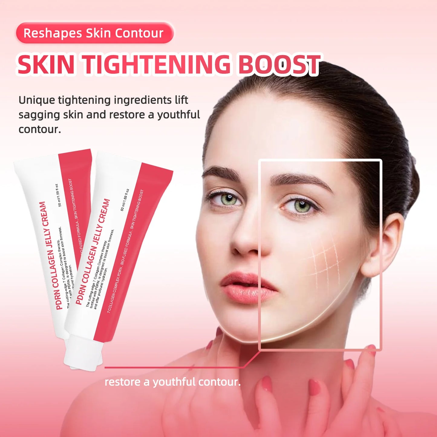 PDRN Collagen Jelly Cream Anti-wrinkle Firms Lifts Accelerate Tissue Repair & Boost Elasticity 7 Collagen Complex + PDRN Synergy