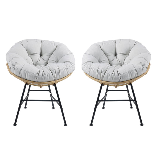 Palos - Outdoor Wicker Lounge Chair (Set of 2) - Brown / Light Gray