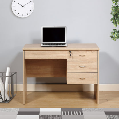 Three locking drawers on metal glides Student Desk Work Desk Modesty Panel Metal Bar Handles