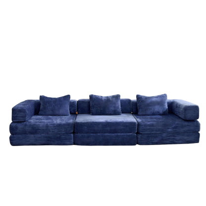 Convertible Floor Sofa Bed With Fixed Shape Frame, Boneless Modular Sectional Sofa, For Living Room - Dark Blue