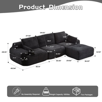 Compressed Sofa, Large Sectional Couches For Living Room - Black