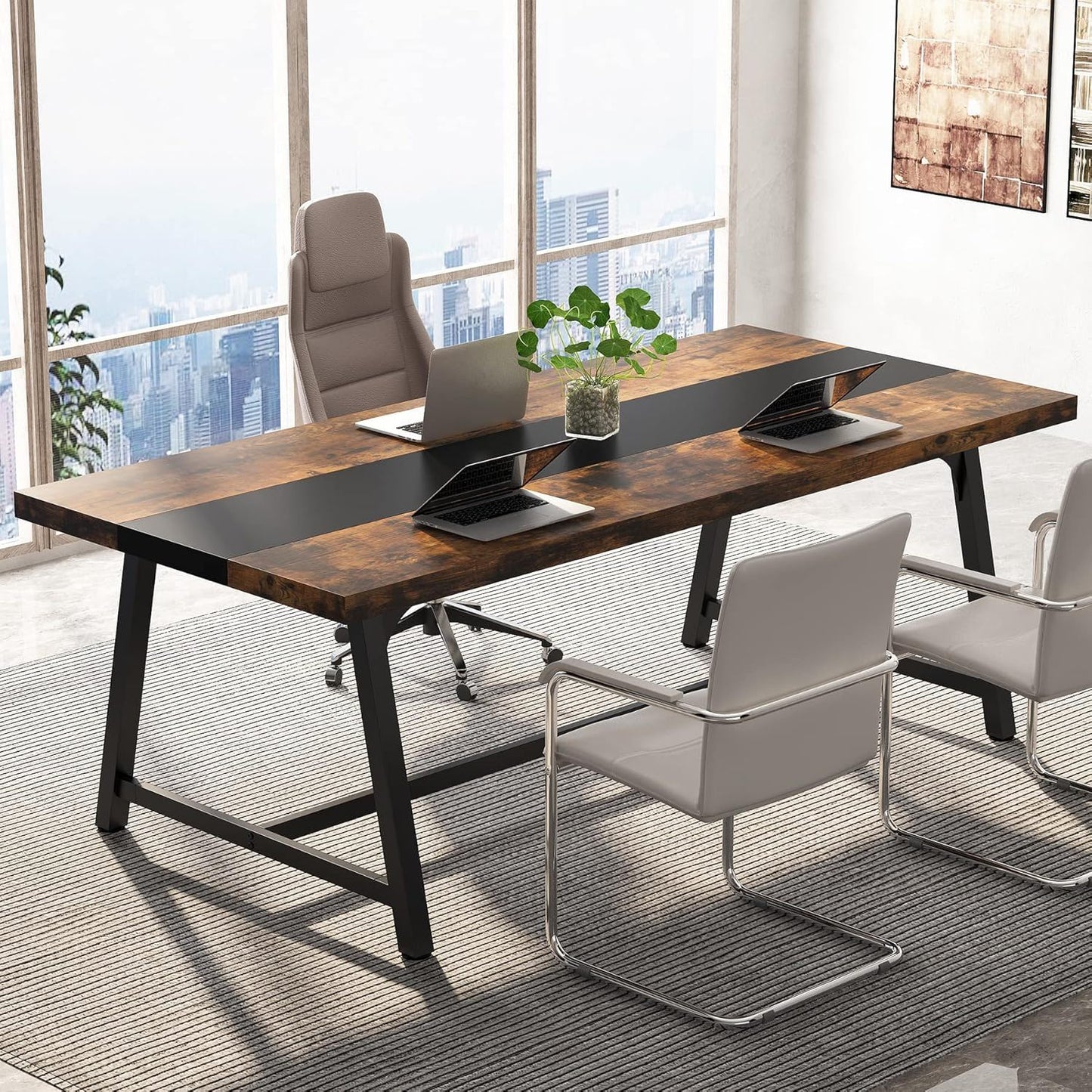 Modern Rectangular Conference Table For 6 - 8 People, Office Executive Desk