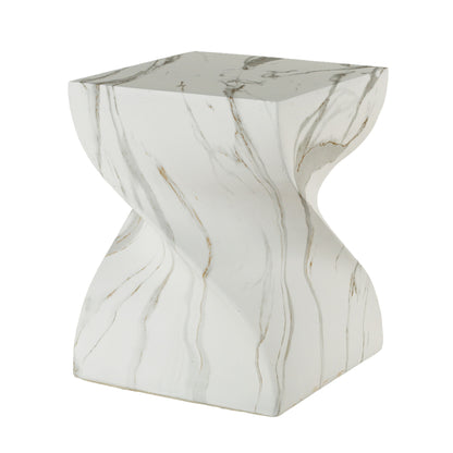 Outdoor End Table, Round Side Table For Patio And Garden - Marble