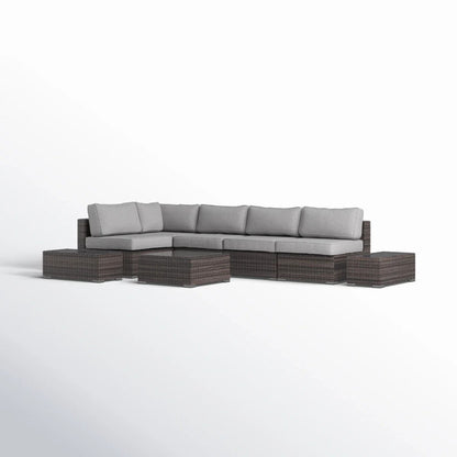 Wicker Sectional Seating Group With Plush Cushions