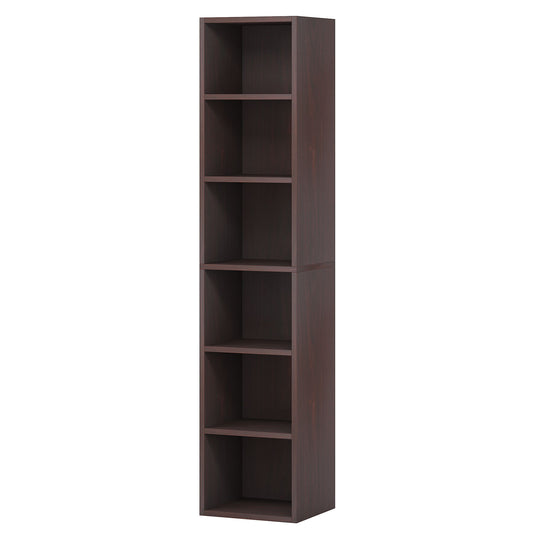 6 Tier Narrow Corner Cube Bookcase Storage, Freestanding Shelf With Open Cubes For Living Room