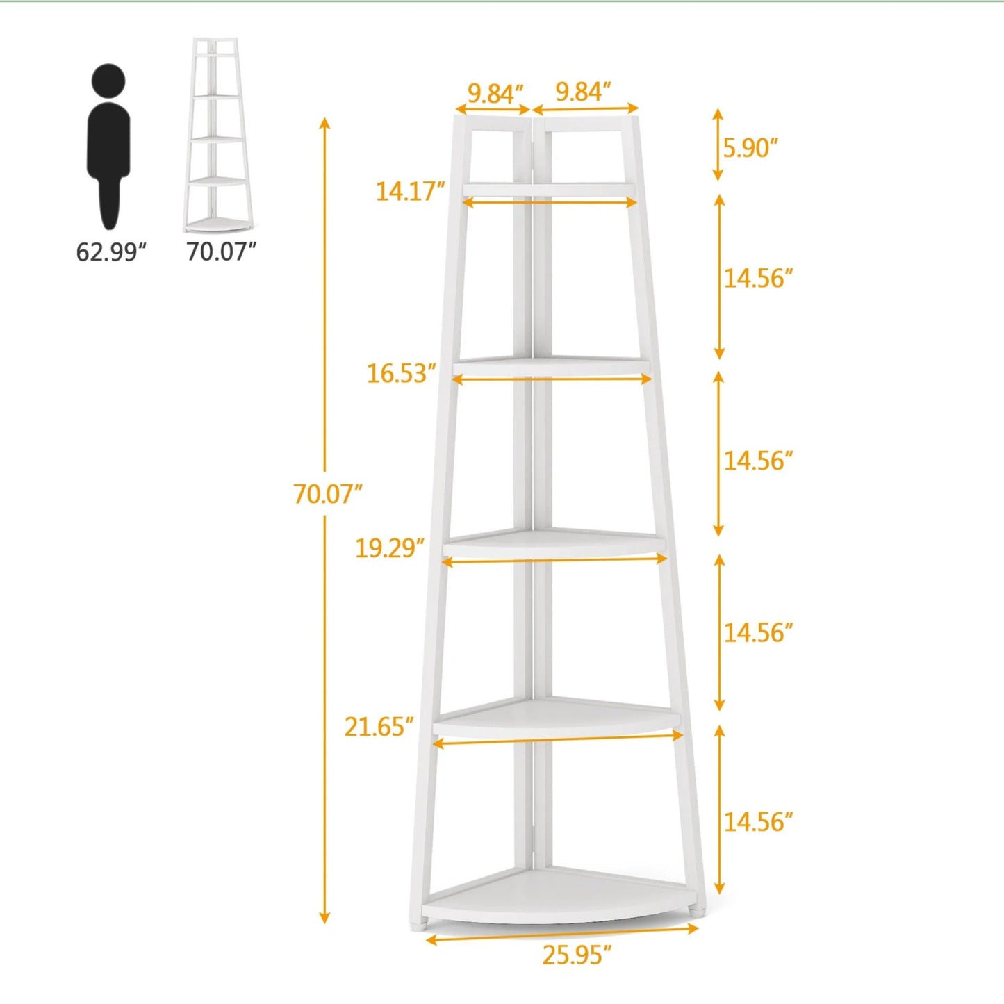 Tall 5 Tier Corner Bookshelf For Living Room