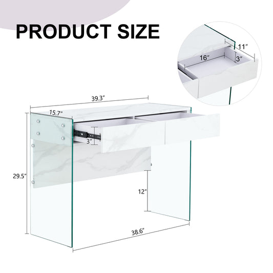 Environmental Protection Minimalist Dresser, Desk, Desktop Computer Desk, With Double Drawer Storage Space, Simple Home, Perfect For Various Styles - White