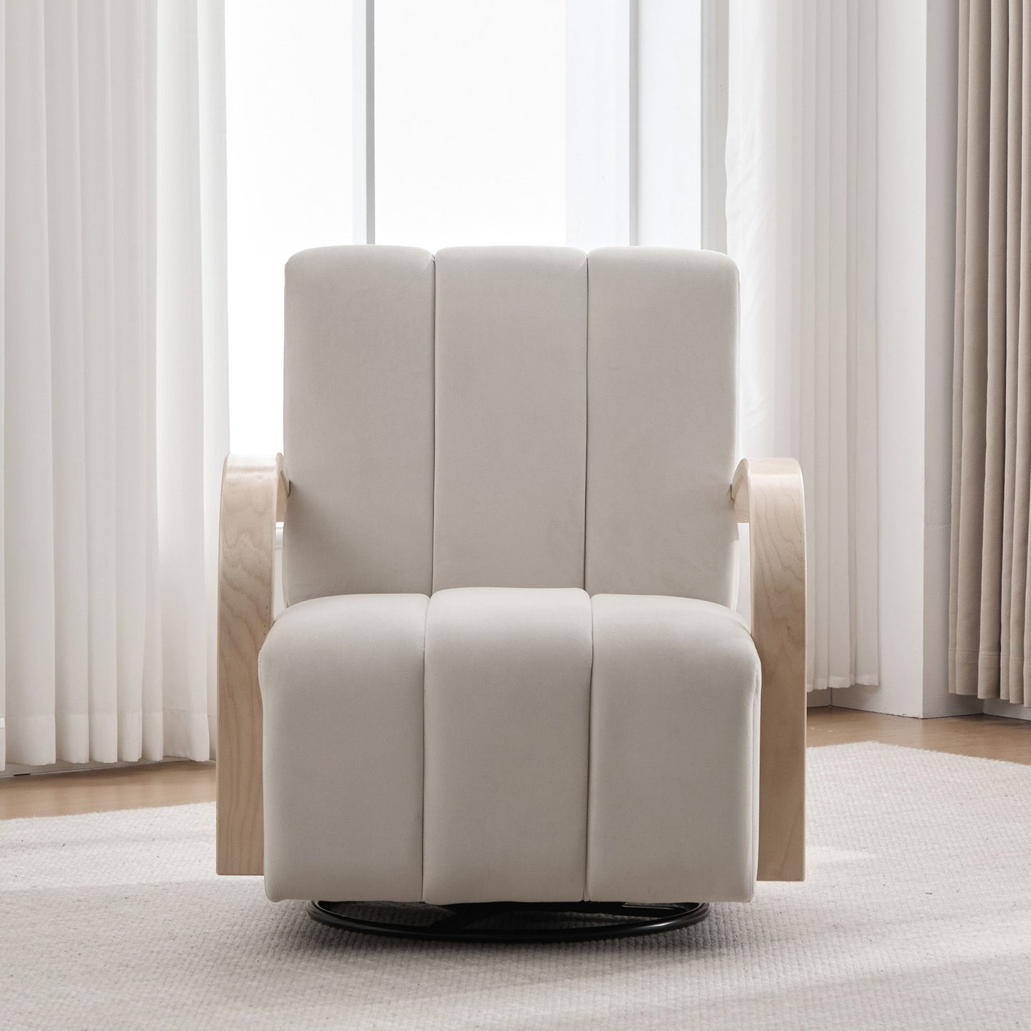 360° Swivel Accent Chair With Armrests, Comfy Lounge Chair - Beige