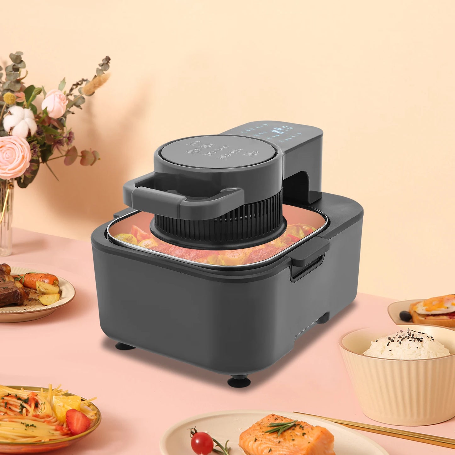 Digital Air Deep Fryer with Touchscreen - 9L Capacity, 1350W for Family & Party Cooking
