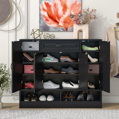 Sleek And Modern Shoe Cabinet With Adjustable Shelves, Space Saving Design