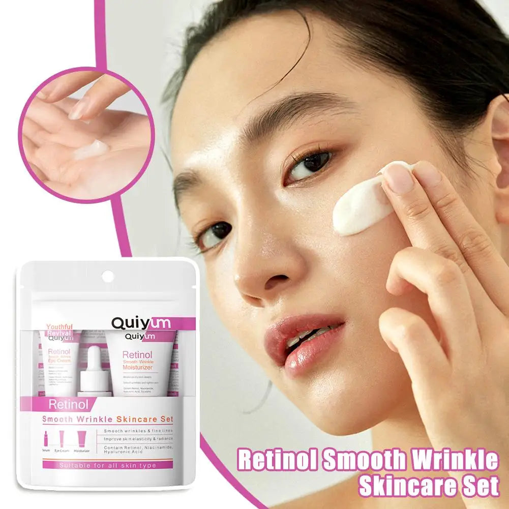 Retinol Facial Skin Care Gift Set Retinol Serum Face Cream Eye Cream with Nicotinamide Vitamin E Sodium Hyaluronate