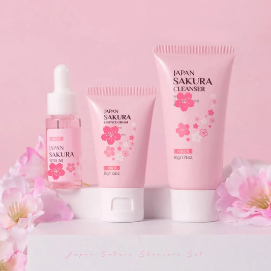 LAIKOU Vitamin C 24K Golden Sakura Skin Care Sets Face Cream Serum Eye Cream Moisturizing Anti Wrinkles Face Care Kit 3pcs/set