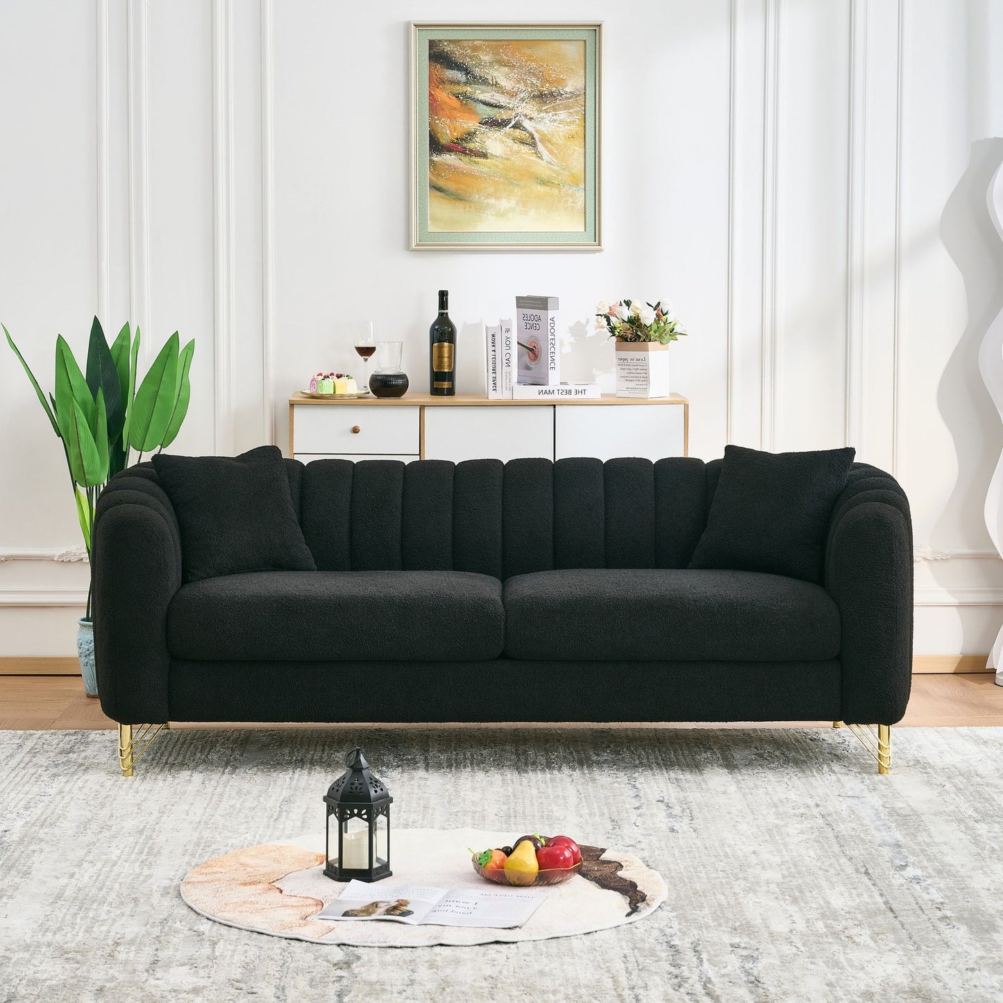 Tufted Oversized Sofa For Living Spaces - Black