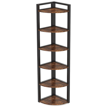 Tall 6 Tier Corner Bookshelf For Living Room