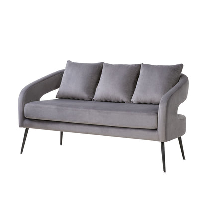 Open Back Loveseat Settee With 3 Pillows - Charcoal