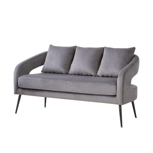 Open Back Loveseat Settee With 3 Pillows - Charcoal