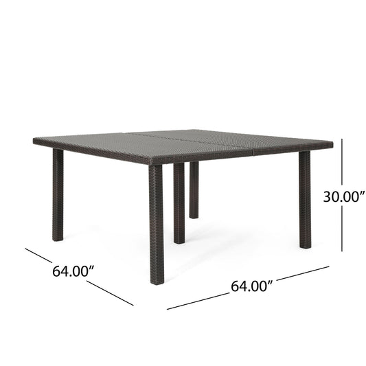 Outdoor Square Rattan Wicker Dining Table - Brown