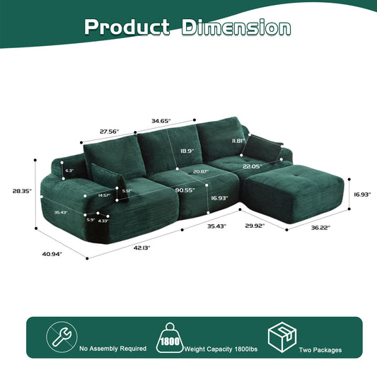 Compressed Sofa, Large Sectional Couches For Living Room, - Green
