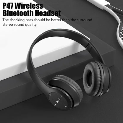 P47 Foldable Wireless Bluetooth 50 HIFI Stereo Bass Headphones for Music Gaming Kids Girls Smartphone Audio Earphones Device