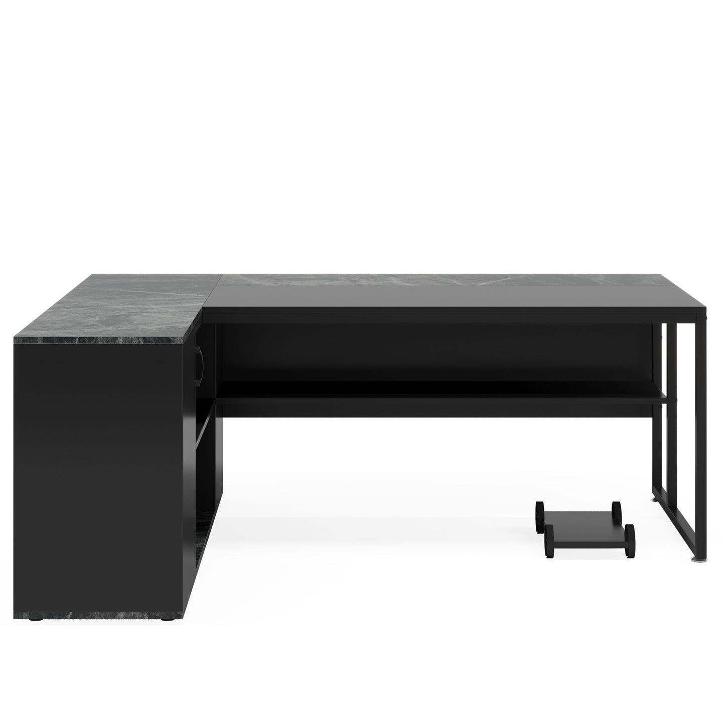 L-Shaped Executive Desk With Cabinet Storage