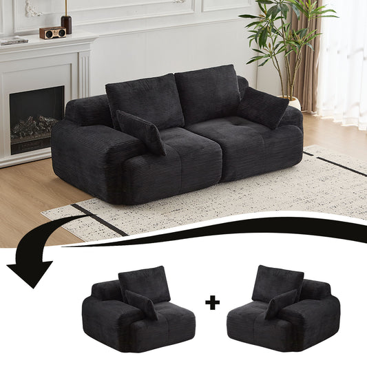 Compressed Sofa, 2 Seater Large Sectional Couches For Living Room - Black