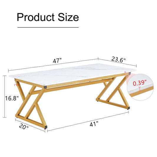 Modern Rock Slab Coffee Table With Metal Legs