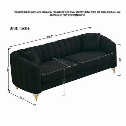 Oversized Sofa, 3 And 2 Seater Deep Tufted Couch - Black