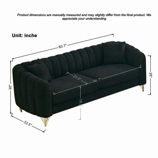 Oversized Sofa, 3 And 2 Seater Deep Tufted Couch - Black