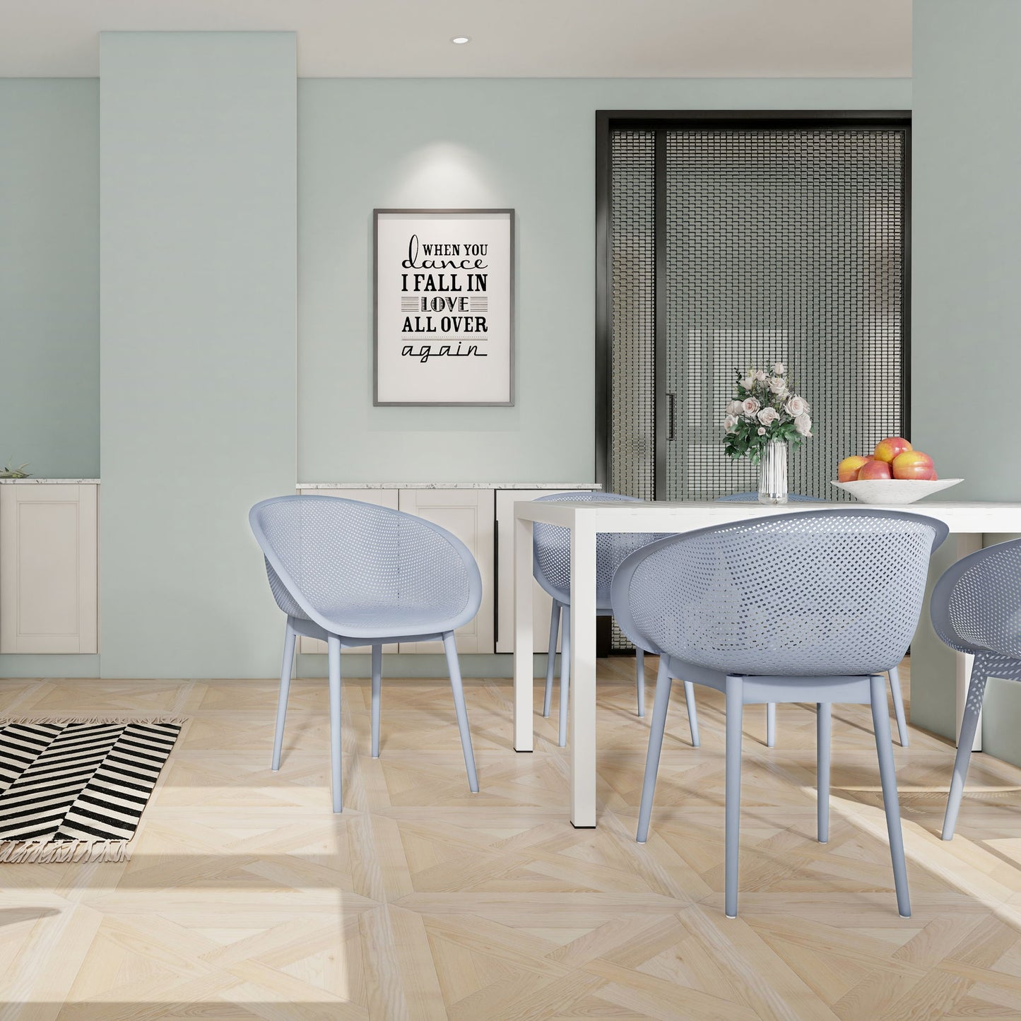 4 Pack Lounge Chair Set With Long Table