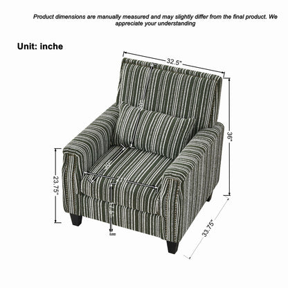 Accent Chair With Arms, Comfy Armchair For Living Room - Green