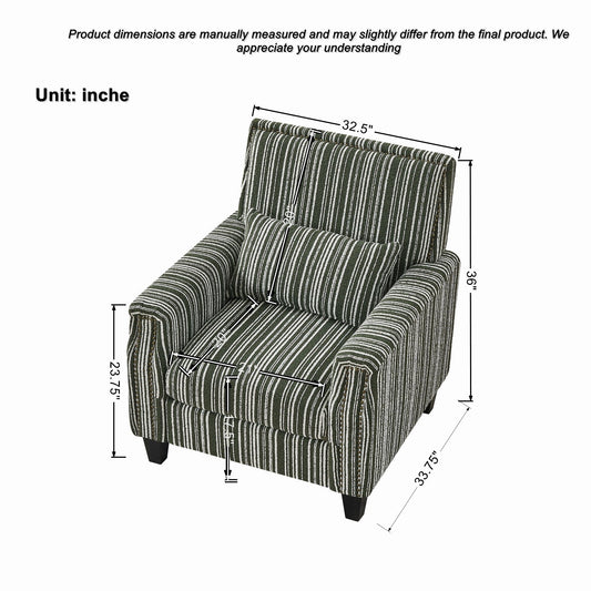 Accent Chair With Arms, Comfy Armchair For Living Room - Green