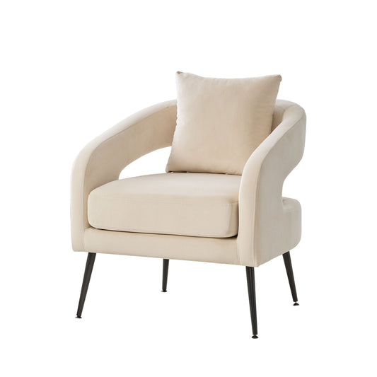 Open Back Accent Chair, Round Armchair For Living Room, Bedroom - Beige