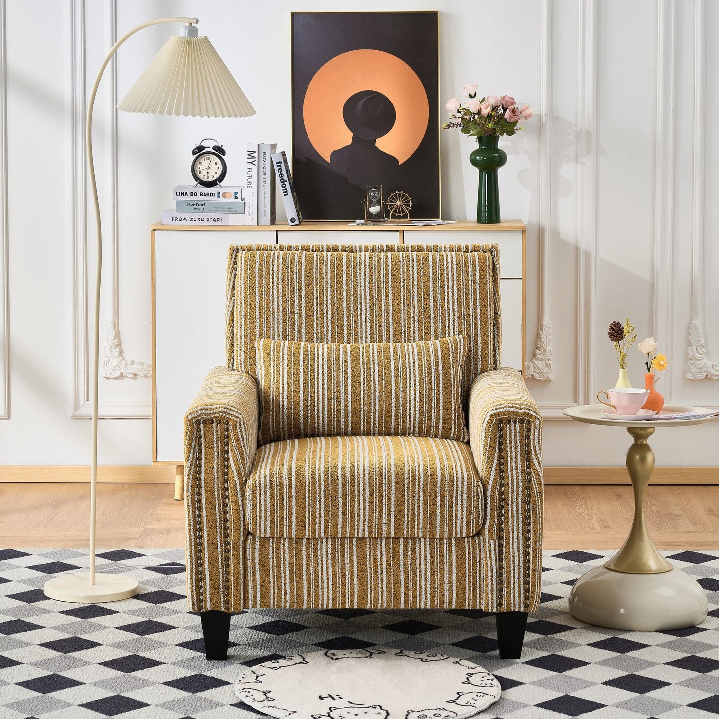 Accent Chair With Arms, Comfy Armchair For Living Room - Yellow