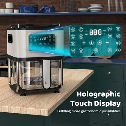 Air Fryer Oven and Frying Pan Combo, One-Touch Screen Small Air Fryer with 12 Precise Presets