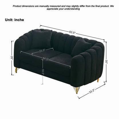 Oversized Sofa, 3 And 2 Seater Deep Tufted Couch - Black