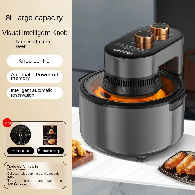 Air Fryer Household Intelligent Visual Deep Frying Pan Multi-Function Large Capacity Oil-Free Deep Frying Pan Chips Machine Oven
