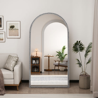 Arch Retro Full Length Mirror With Supporting Feet - Silver