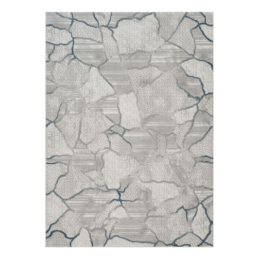 Geometrix - 5'3" X 7'3" Area Rug, Geometric 3D Effect - Gray / Ivory