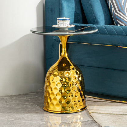 Nordic Style Iron Round Tray Coffee Table Carbon Steel - Gold