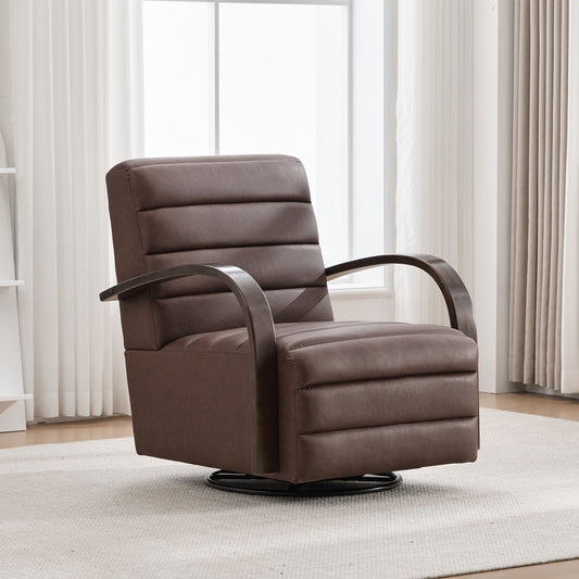 360° Swivel Accent Chair With Armrests, Comfy Lounge - Brown