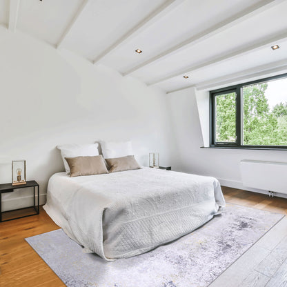 Maval - 8' X 10' Area Rug Washable - Gray / Gold