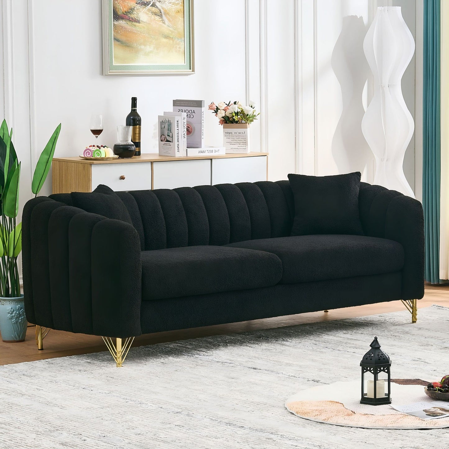 Tufted Oversized Sofa For Living Spaces - Black