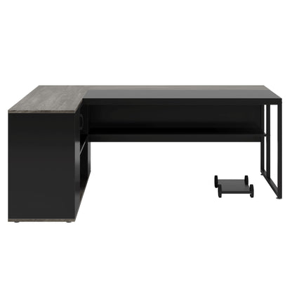 L-Shaped Executive Desk With Cabinet Storage