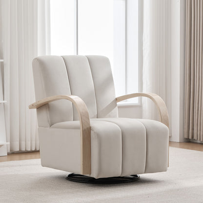 360° Swivel Accent Chair With Armrests, Comfy Lounge Chair - Beige