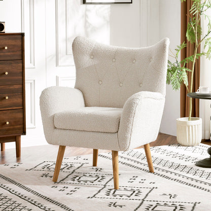 Mid - Century Modern Arm Chair With Wingback Design Wood Legs
