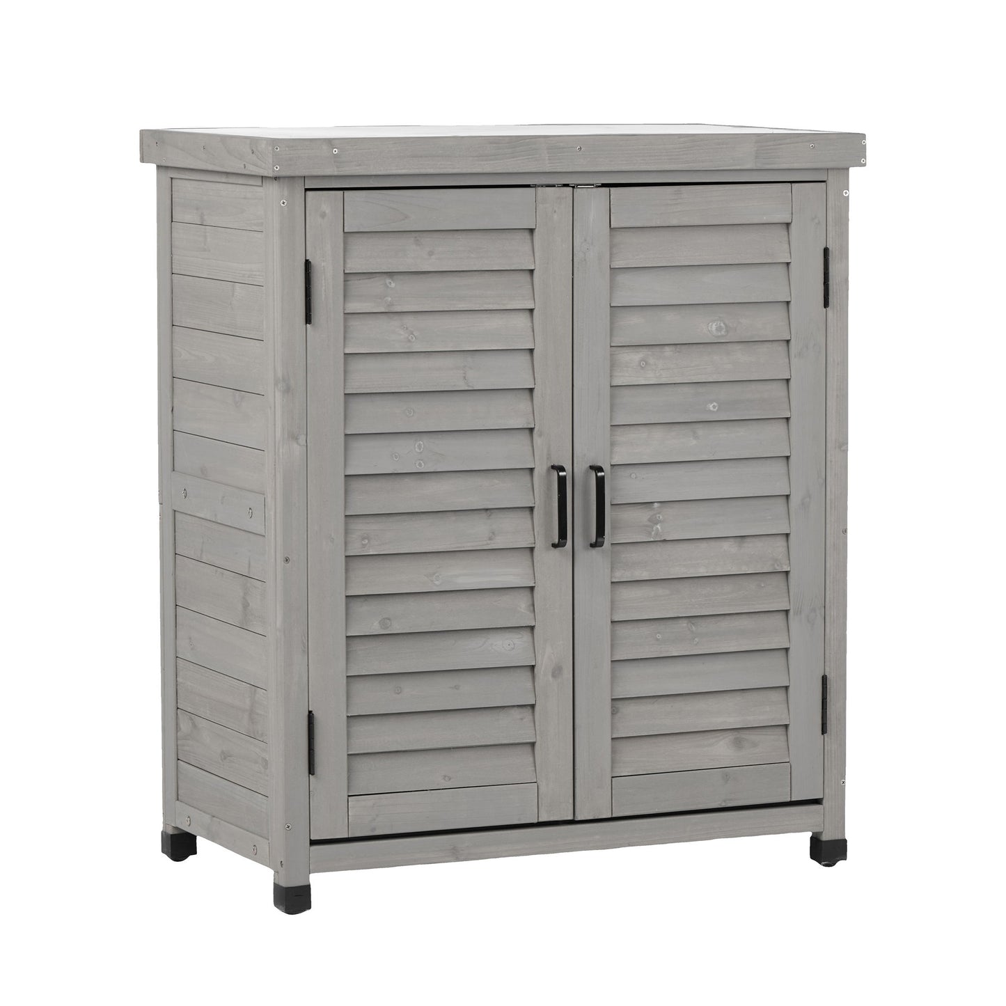 Potting Bench With Storage Cabinet And Metal Table Top For Outdoor