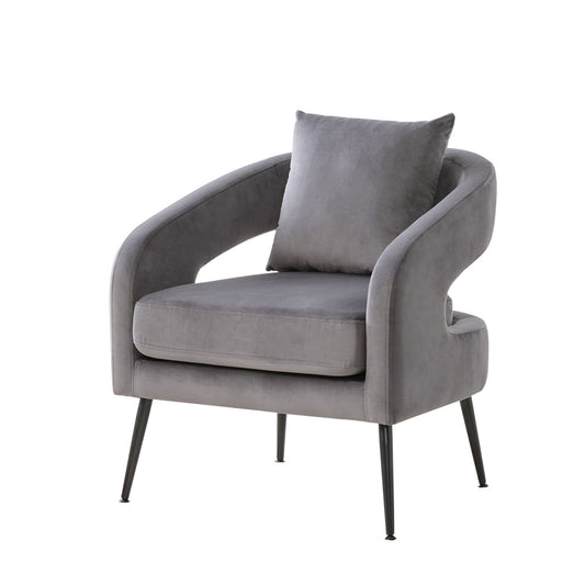 Open Back Accent Chair, Round Sofa Lounge Armchair - Charcoal