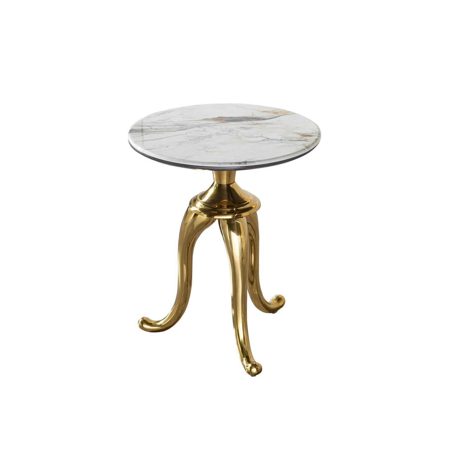 Modern Small Coffee Table With Microcrystalline Stone Top And Carbon Steel Legs - Gold
